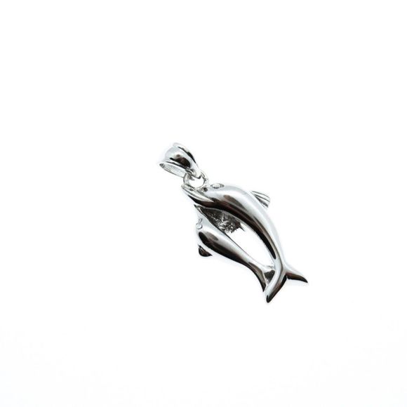 Sterling Silver 925 Dolphin Pendant Curb Chain 20" - Picture 9 of 11